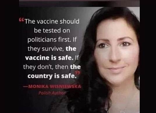 monika wisniewska quote policians to take the jab first